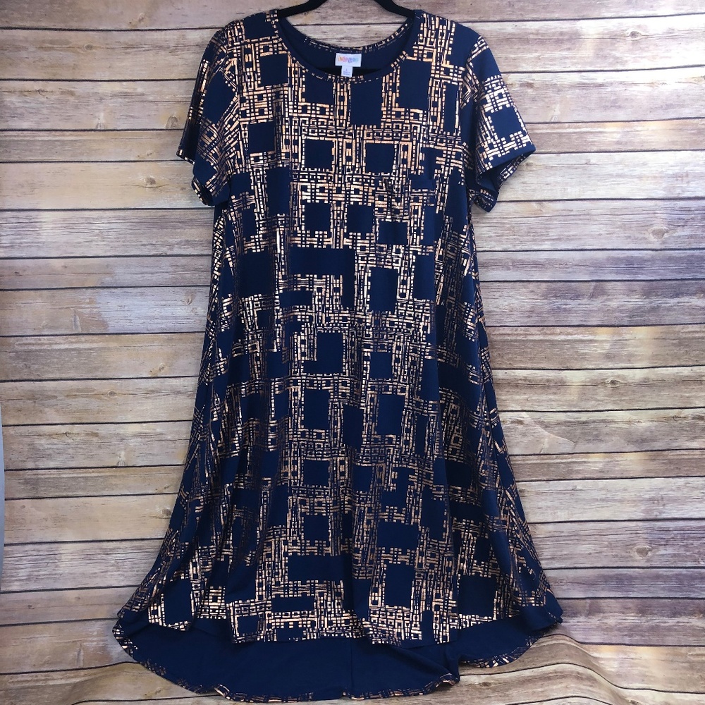 LuLaRoe Elegant Carly with Rose Gold Foil- Large